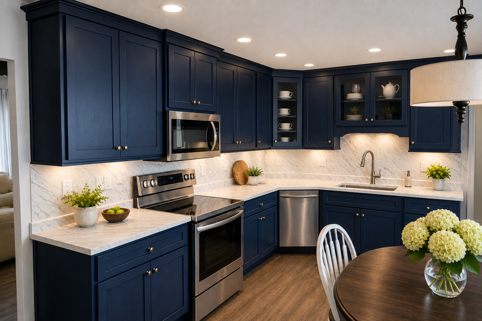Ossian IN Custom Cabinetry Indigo Blue Maple Kitchen Cabinets Boyle